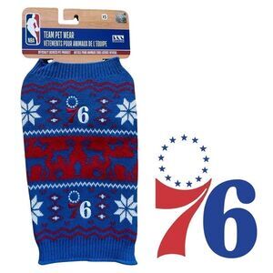 NBA Officially Licensed Philadelphia 76ers Petwear Knit Holiday Sweater XS NWT